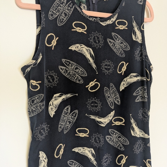 Lauren Ralph Lauren Silk Navy Nautical Sheath Dress Size 8 - Picture 5 of 7